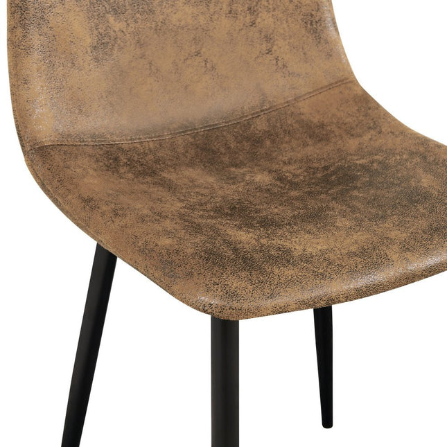 Set of Four Brown and Black Suede and Metal Dining Side Chairs HomeRoots