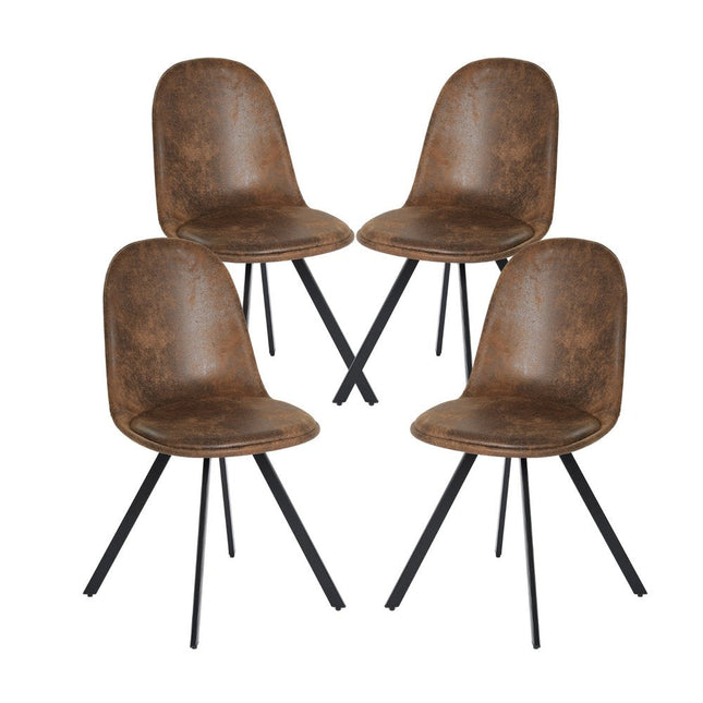 Set of Four Brown and Black Upholstered Suede Dining Side Chairs HomeRoots