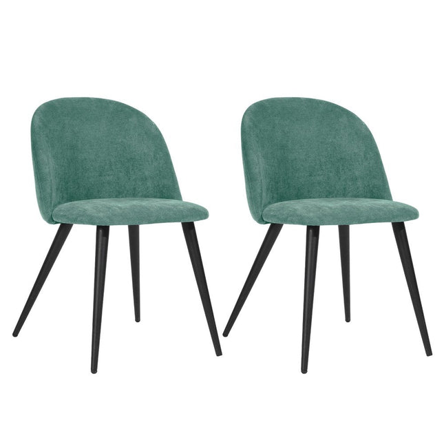 Set of Two Green and Black Upholstered Fabric Dining Side Chairs HomeRoots