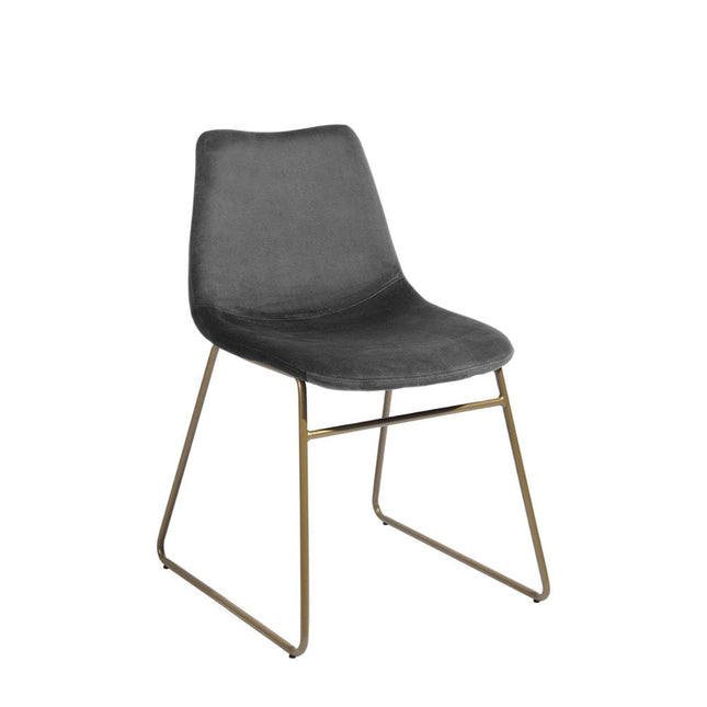 Set of Two Dark Green and Gold Velvet and Metal Dining Side Chairs HomeRoots