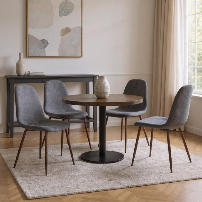 Set of Four Gray and Brown Upholstered Fabric Dining Side Chairs HomeRoots
