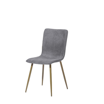 Set of Four Dark Gray and Gold Fabric Dining Side Chairs