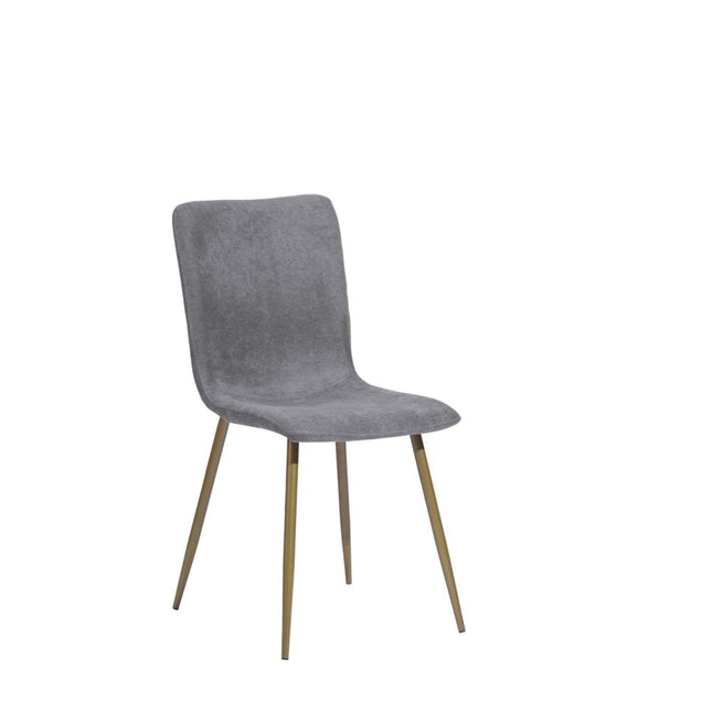 Set of Four Dark Gray and Gold Fabric Dining Side Chairs HomeRoots