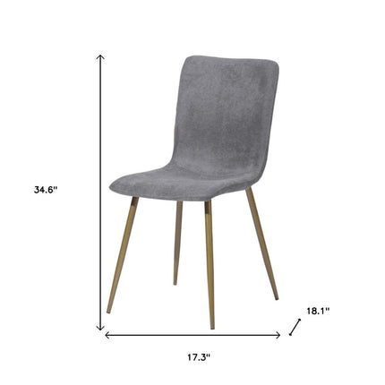 Set of Four Dark Gray and Gold Fabric Dining Side Chairs