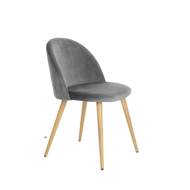 Set of Two Gray and Oak Velvet and Metal Dining Side Chairs HomeRoots