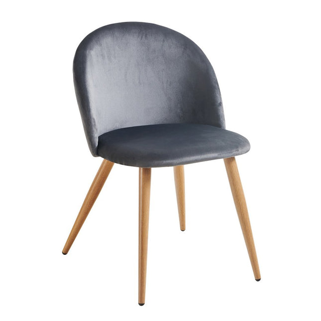 Charcoal and Oak Velvet and Metal Dining Side Chair HomeRoots