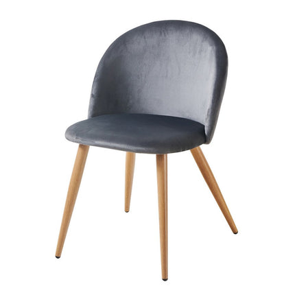Charcoal and Oak Velvet and Metal Dining Side Chair