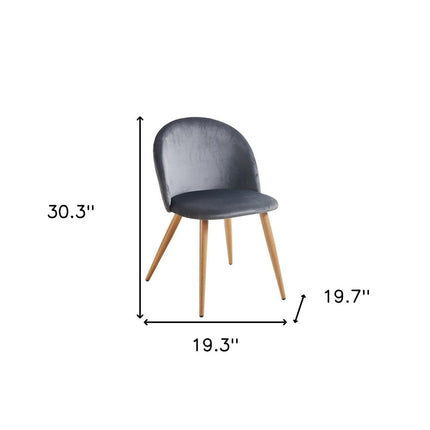 Charcoal and Oak Velvet and Metal Dining Side Chair
