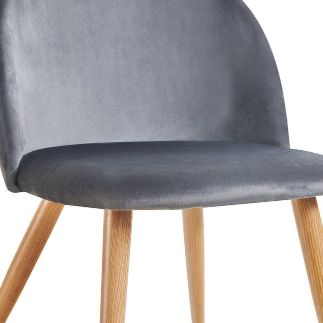 Set of Two Charcoal and Brown Upholstered Velvet Dining Side Chairs HomeRoots