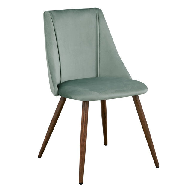 Set of Two Sage and Brown Upholstered Velvet Dining Side Chairs HomeRoots