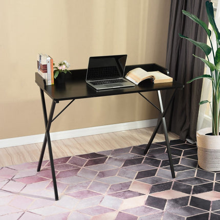 39" Black Wood and Metal X-Shape Computer Desk HomeRoots