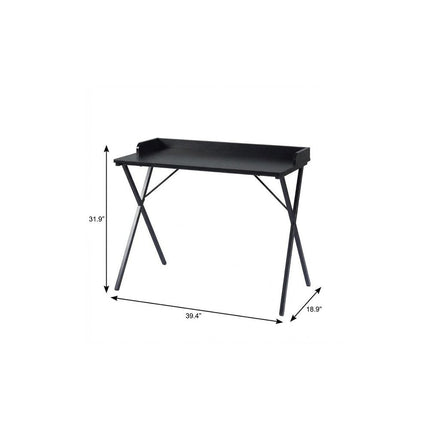 39" Black Wood and Metal X-Shape Computer Desk HomeRoots