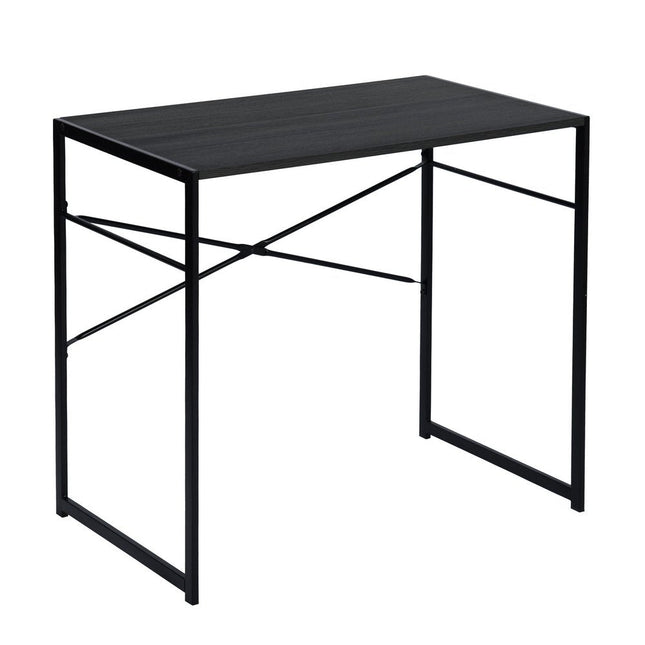 39" Brown and Black Wood and Metal H-Shape Computer Desk HomeRoots