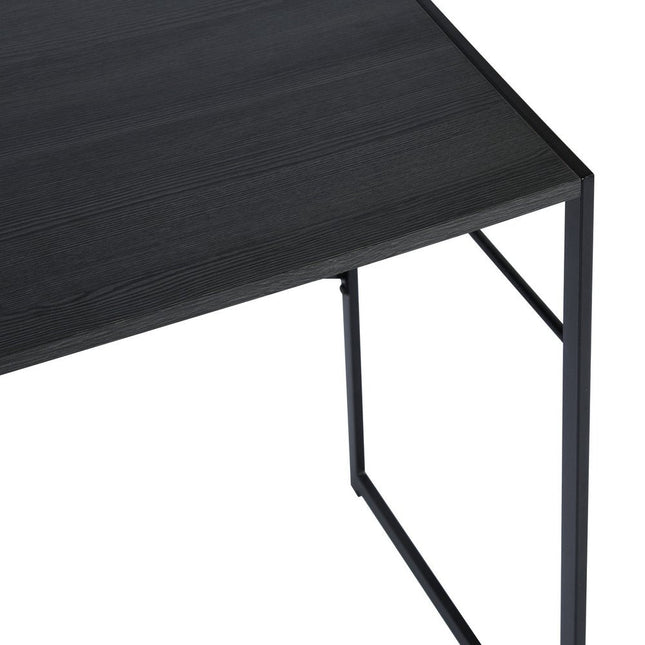 39" Brown and Black Wood and Metal H-Shape Computer Desk HomeRoots