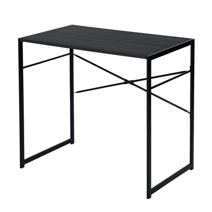 39" Brown and Black Wood and Metal H-Shape Computer Desk HomeRoots