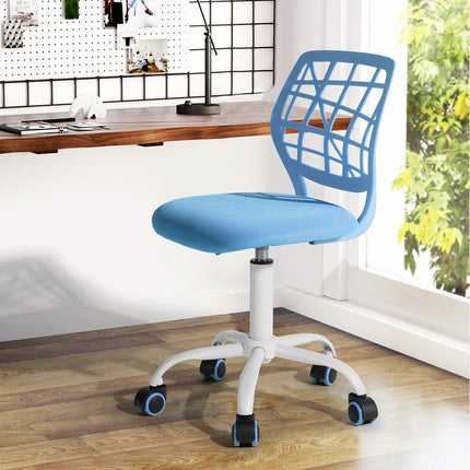 Blue and White Adjustable Height Swivel Rolling Office Chair HomeRoots