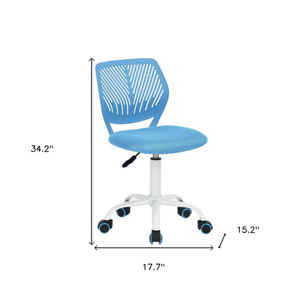 Blue and White Adjustable Height Swivel Rolling Office Chair HomeRoots