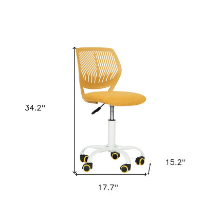 Yellow and White Adjustable Height Swivel Rolling Office Chair HomeRoots