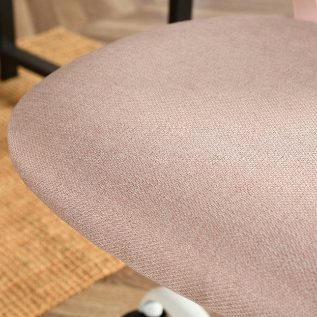 Pink and White Adjustable Height Swivel Rolling Office Chair