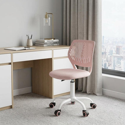 Pink and White Adjustable Height Swivel Rolling Office Chair HomeRoots