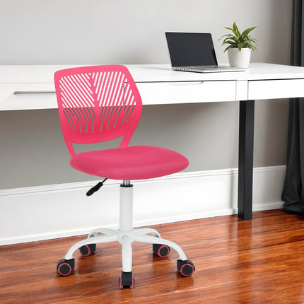Pink and White Adjustable Height Swivel Rolling Office Chair HomeRoots