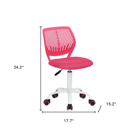 Pink and White Adjustable Height Swivel Rolling Office Chair HomeRoots