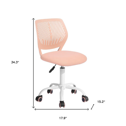 Pink and White Adjustable Height Swivel Rolling Office Chair HomeRoots