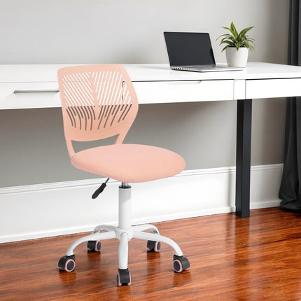 Pink and White Adjustable Height Swivel Rolling Office Chair HomeRoots