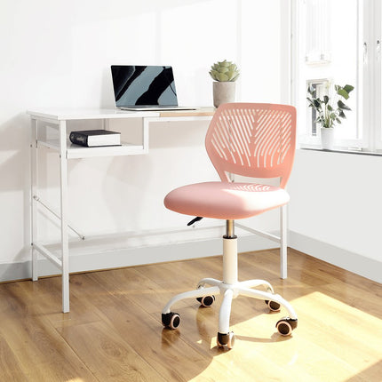 Pink and White Adjustable Height Swivel Rolling Office Chair HomeRoots
