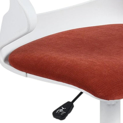White and Brick Red Adjustable Height Swivel Rolling Office Chair HomeRoots