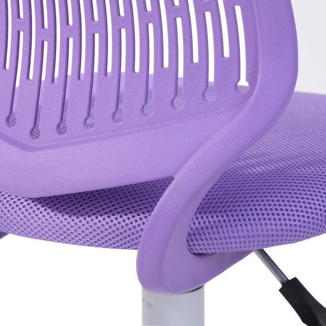Purple and White Adjustable Height Swivel Rolling Office Chair