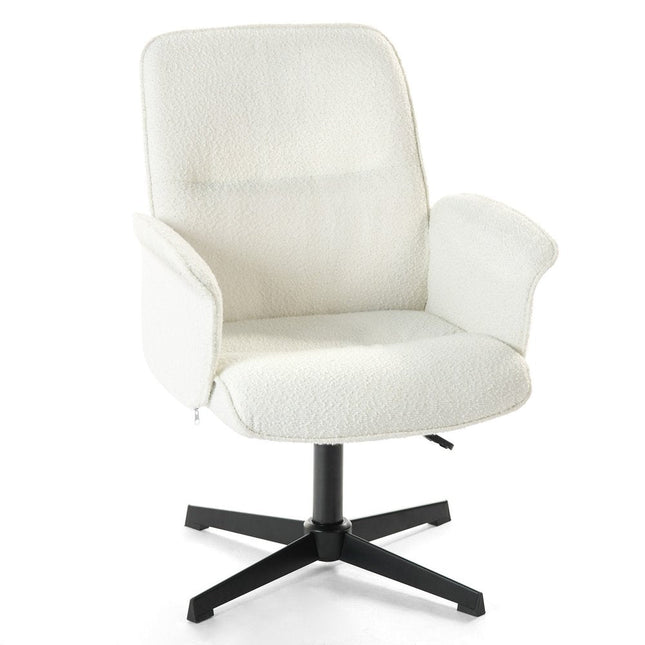 Off White and Black Boucle Adjustable Height Swivel Executive Office Chair HomeRoots