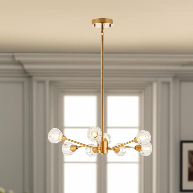 Gold Nine Light Metal Chandelier HomeRoots