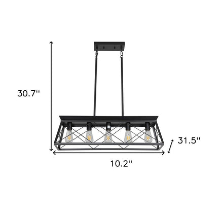 Black Five Light Metal Chandelier With Black Shades HomeRoots