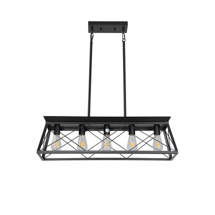 Black Five Light Metal Chandelier With Black Shades HomeRoots
