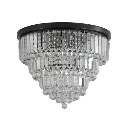 Black Six Light Crystal Flush Chandelier With Black Shades HomeRoots