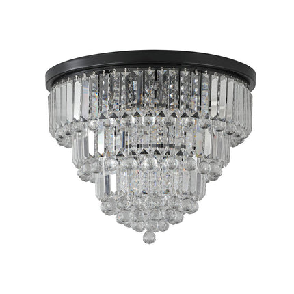 Black Six Light Crystal Flush Chandelier With Black Shades HomeRoots