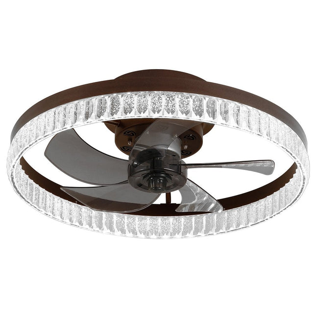 Brown Metal Smart Enabled Semi-Flush Chandelier With Brown Shades HomeRoots