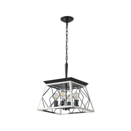 White Four Light Metal Chandelier With White Shades HomeRoots