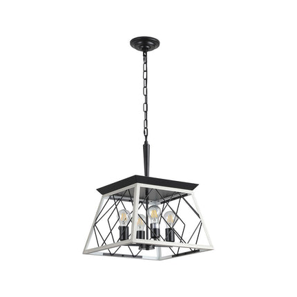 White Four Light Metal Chandelier With White Shades HomeRoots