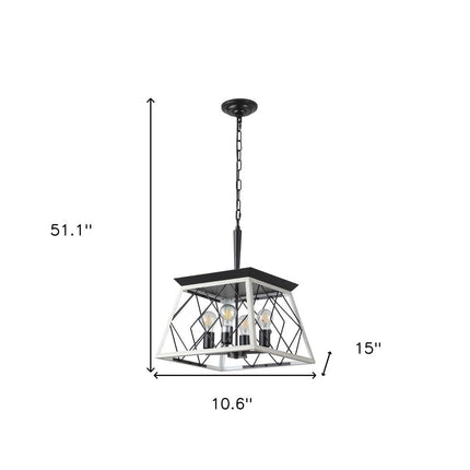 White Four Light Metal Chandelier With White Shades HomeRoots