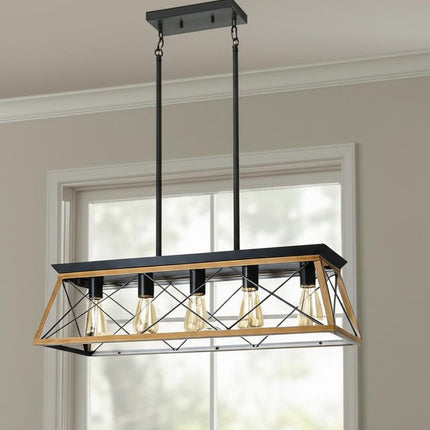 Brown Five Light Metal Chandelier With Brown Shades HomeRoots