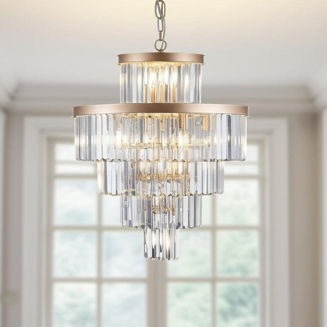 Gold Multi Light Metal Chandelier With Gold Shades HomeRoots
