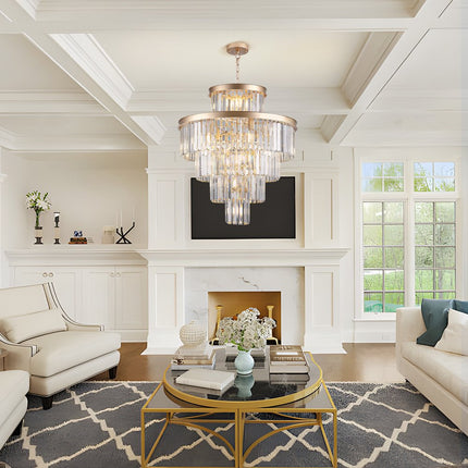 Gold Multi Light Metal Chandelier With Gold Shades HomeRoots