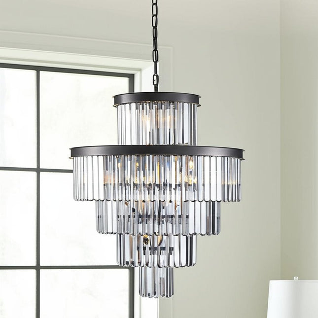 Black Multi Light Metal Chandelier With Black Shades HomeRoots