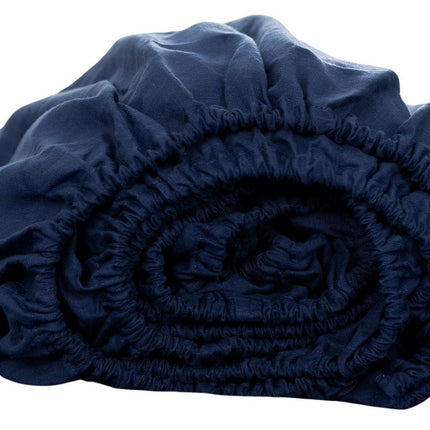 Navy Blue Linen King Fitted Sheet HomeRoots