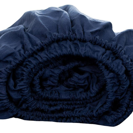 Navy Blue Linen King Fitted Sheet HomeRoots