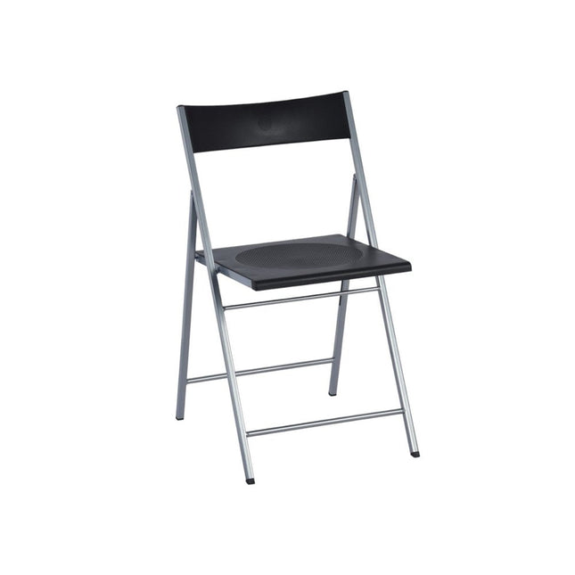 Set of Six Black and Silver Folding Side Chairs HomeRoots