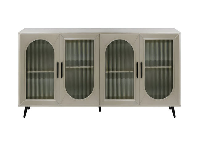 60" Gold Wood And Glass Sideboard with Four Doors HomeRoots