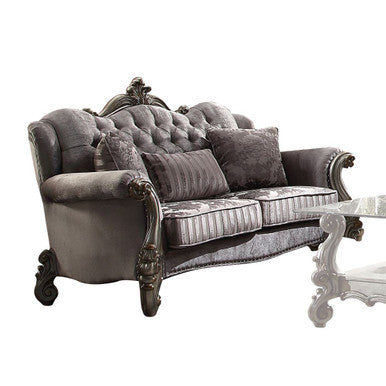 ACME 56841 Versailles Loveseat with 3 Pillows, Velvet & Antique Platinum ACME Furniture
